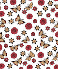 Burgundy Roses Golden Butterflies Scattered Rug