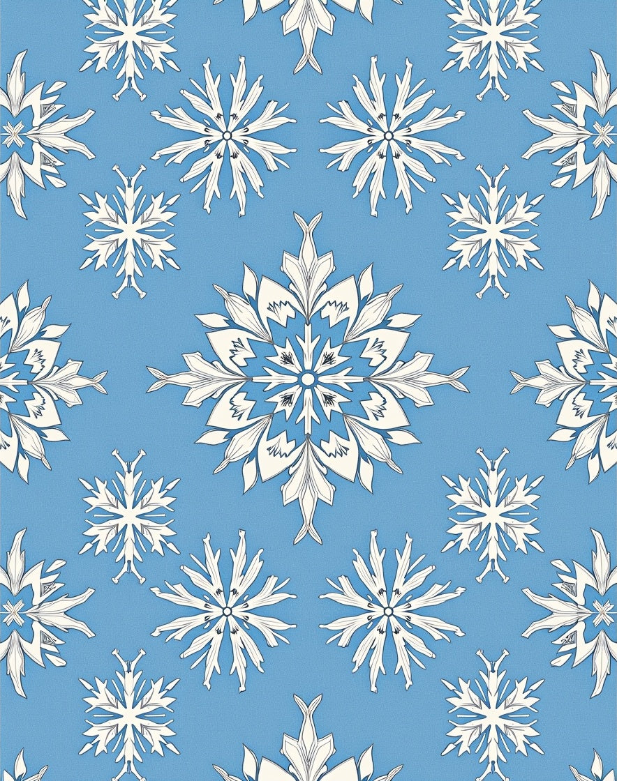 Light Blue White Snowflake Medallion Rug