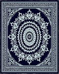 Midnight Blue Floral Medallion Border Rug