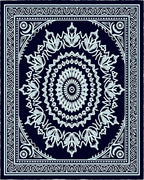 Midnight Blue Floral Medallion Border Rug