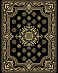Black Golden Mandala Floral Border Rug
