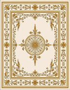 Ornate Golden Acanthus Scroll Border Rug