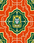 Bold Orange Green Heraldic Shield Rug