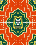 Bold Orange Green Heraldic Shield Rug