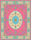 Baroque Pink Floral Scroll Medallion Rug