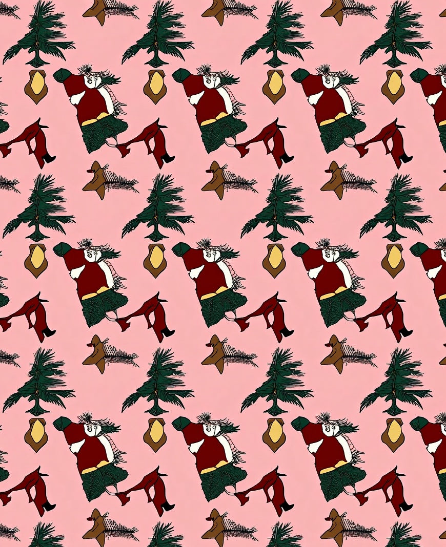 Whimsical Brown Dog Christmas Tree Rug