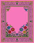 Pink Floral Hummingbird Garden Frame Rug