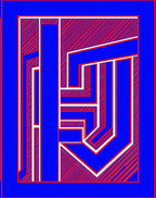 Bold Blue Red Geometric Maze Rug