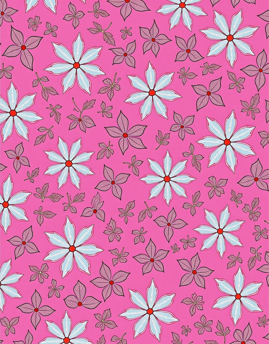 Bright Pink Floral Meadow Arrangement Rug