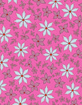 Bright Pink Floral Meadow Arrangement Rug