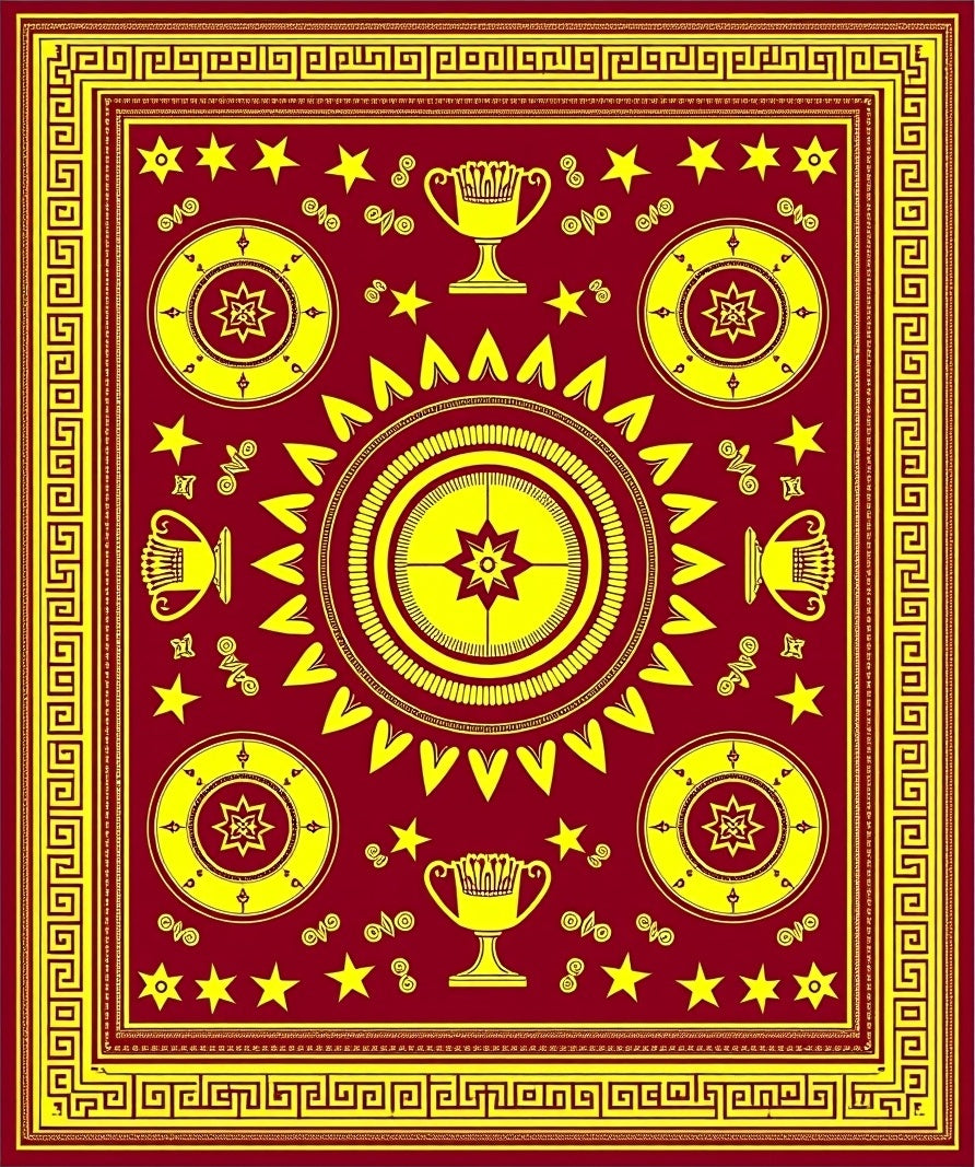 Regal Crimson Gold Trophy Medallion Rug