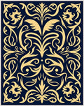 Regal Navy Gold Flourish Abstraction Rug