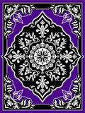 Vibrant Purple Black Floral Medallion Rug