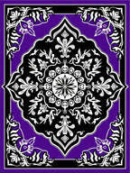 Vibrant Purple Black Floral Medallion Rug