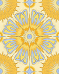 Sunny Yellow Blue Floral Burst Rug