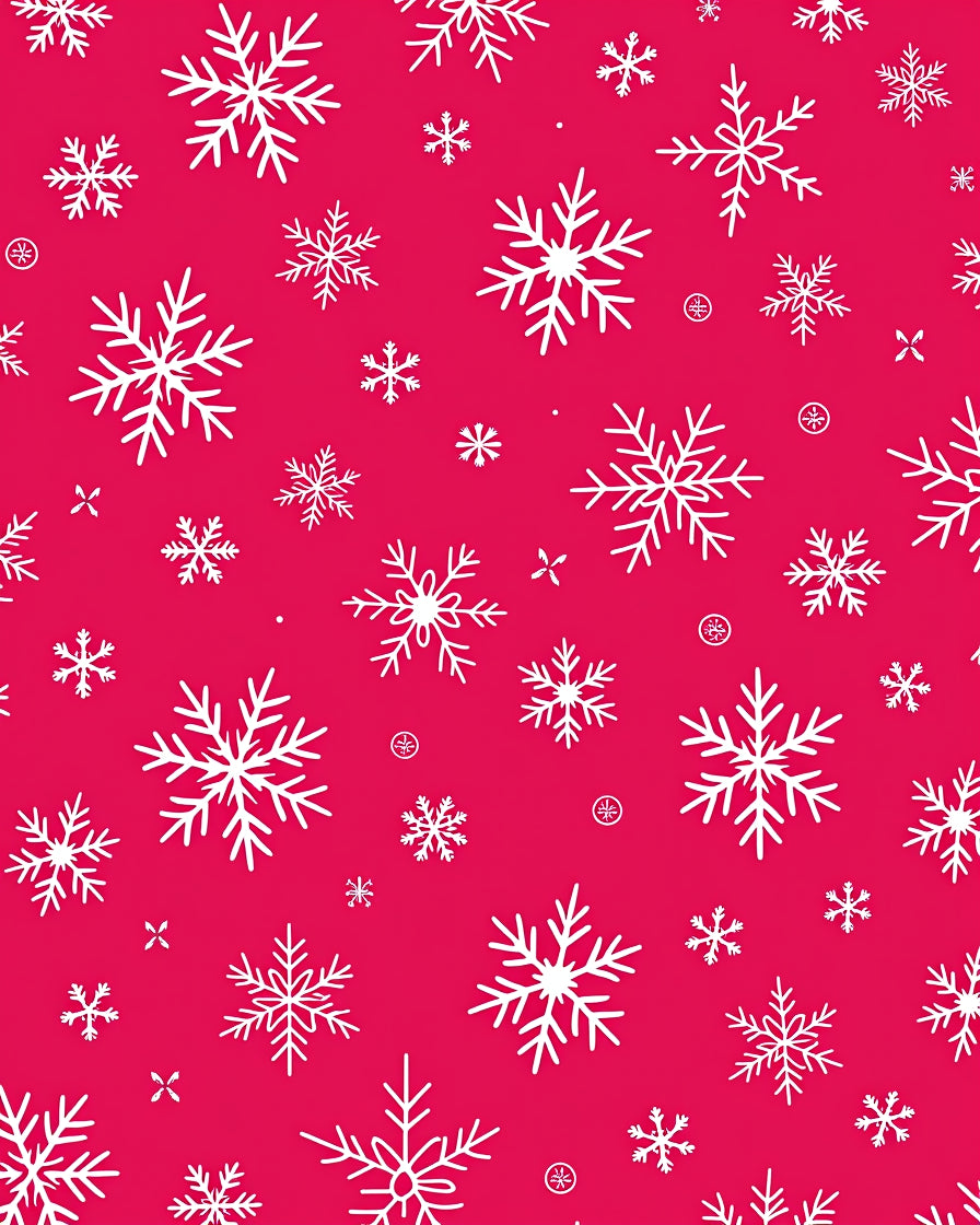 White Winter Snowflakes Crimson Field Rug