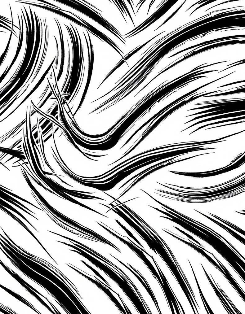Dynamic Black White Brushstroke Abstract Rug