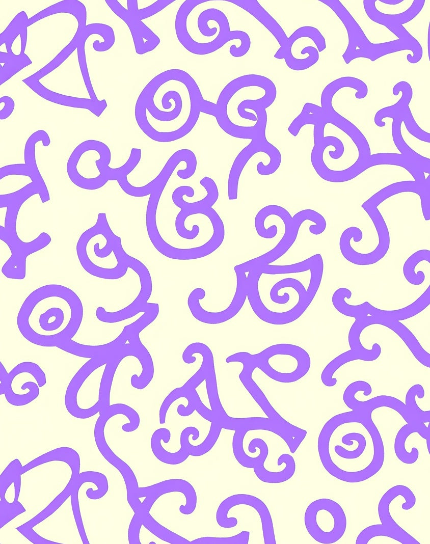 Whimsical Lavender Swirl Script Rug