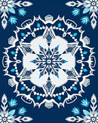 Midnight Blue White Mandala Flower Art Rug
