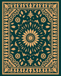 Golden Sunburst Emerald Border Rug