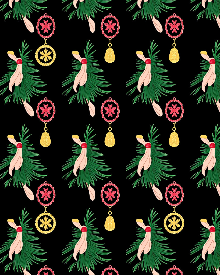 Crimson Pink Leafy Tree Ornate Rug