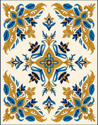 Royal Blue Gold Acanthus Scrollwork Rug