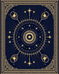Dark Blue Celestial Starburst Medallion Rug