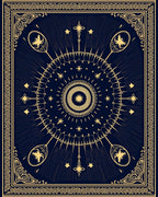 Dark Blue Celestial Starburst Medallion Rug