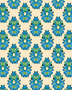 Turquoise Blue Green Floral Scroll Rug
