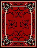 Crimson Black Filigree Corner Relief Rug