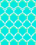 Aqua White Geometric Honeycomb Rug