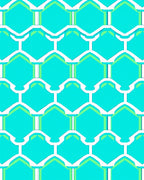 Aqua White Geometric Honeycomb Rug