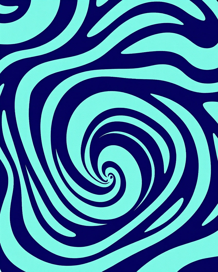Deep Blue Swirling Aqua Waves Rug