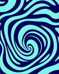 Deep Blue Swirling Aqua Waves Rug