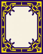 Majestic Blue Yellow Ornament Frame Rug