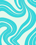 Aqua White Swirling Waves Rug