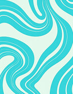 Aqua White Swirling Waves Rug
