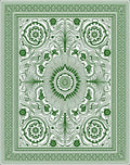 Rich Forest Green Intricate Floral Medallion Rug