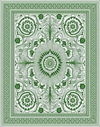 Rich Forest Green Intricate Floral Medallion Rug