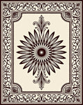 Ornate Dark Floral Sunburst Frame Rug
