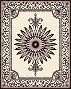 Ornate Dark Floral Sunburst Frame Rug