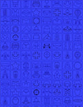 Blue Abstract Icons Grid Rug