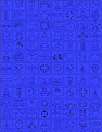 Blue Abstract Icons Grid Rug