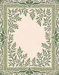 Green Leaf Vine Accent Frame Rug