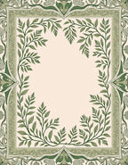 Green Leaf Vine Accent Frame Rug