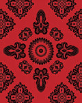 Bright Red Black Ornamental Mandala Rug