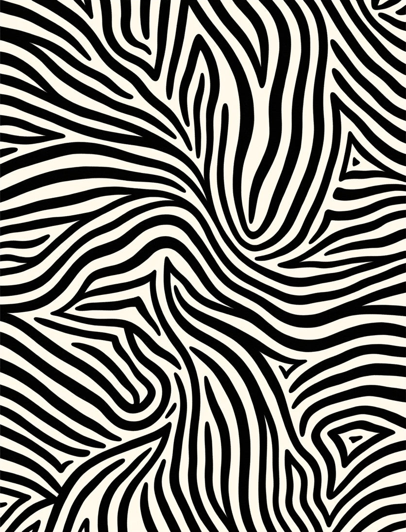 Striking Black White Animalistic Strokes Rug