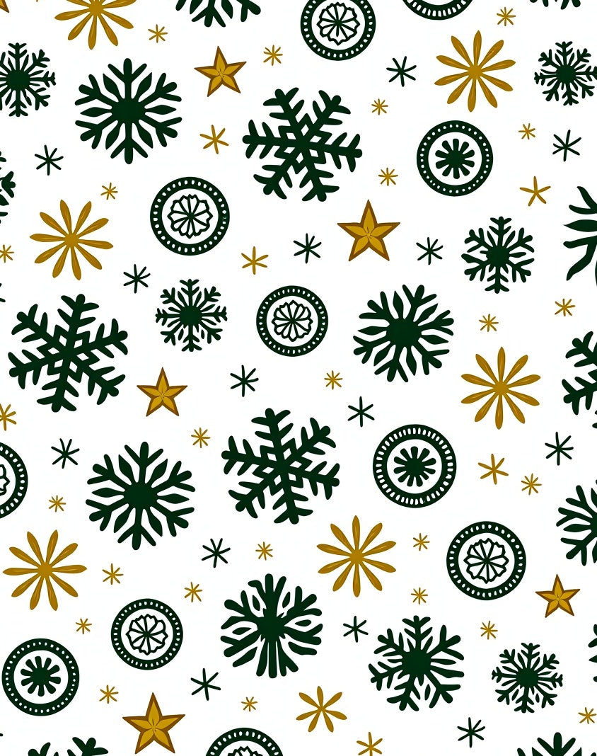Dark Green Gold Snowflake Star Scatter Rug