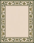 Ornate Emerald Geometric Floral Border Rug