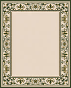 Ornate Emerald Geometric Floral Border Rug